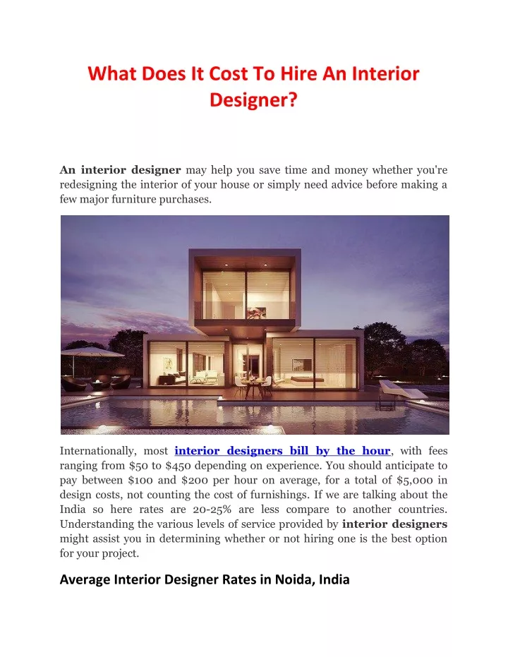 what does it cost to hire an interior designer