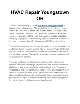 HVAC Repair Youngstown OH
