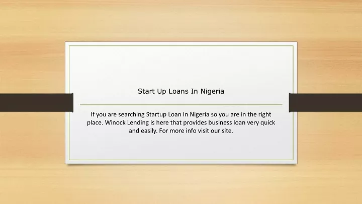 start up loans in nigeria