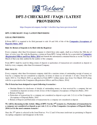 dpt 3 checklist faqs latest provisions