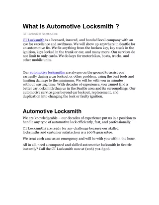 What is Automotive Locksmith