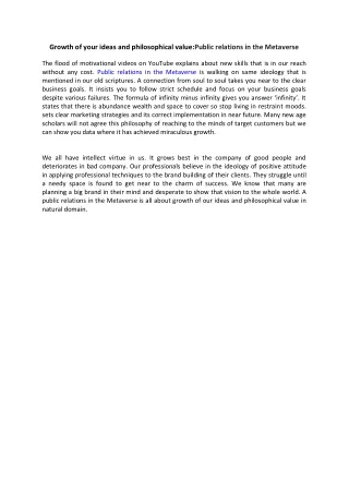 growth of your ideas and philosophical value