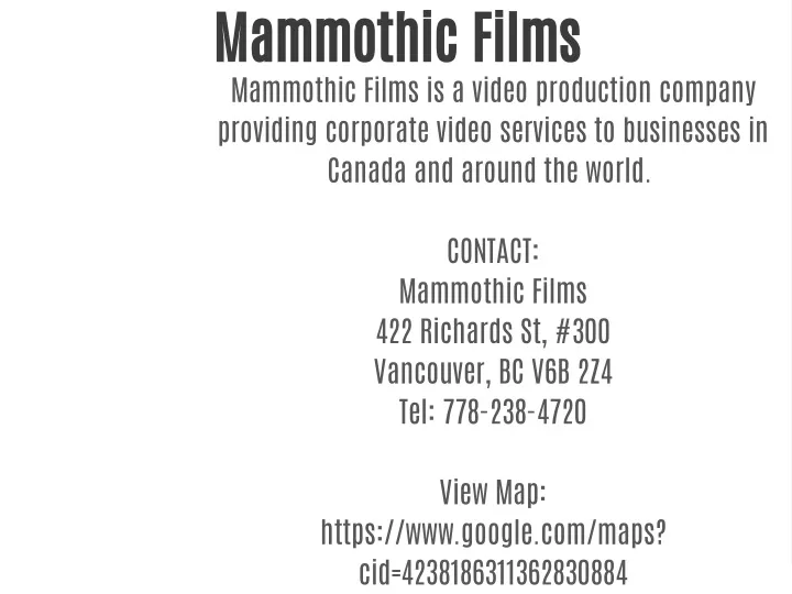 mammothic films mammothic films is a video