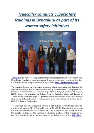 Truecaller conducts cybersafety trainings in Bengaluru as part of its women safety initiatives