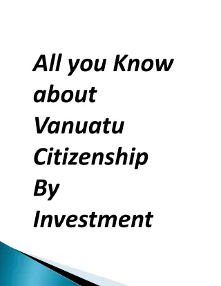 Vanuatu Passport by investment