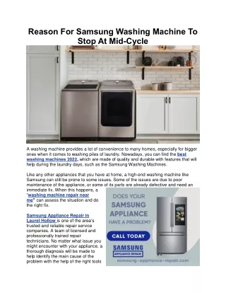 Reason For Samsung Washing Machine To Stop At Mid-Cycle