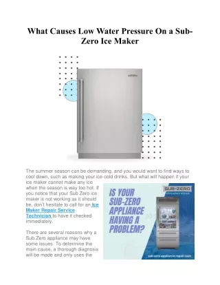 What Causes Low Water Pressure On a Sub-Zero Ice Maker