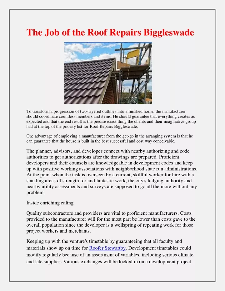 the job of the roof repairs biggleswade