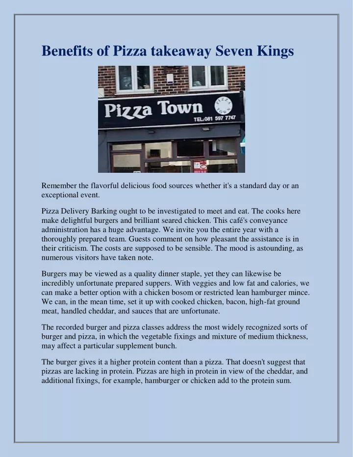 benefits of pizza takeaway seven kings