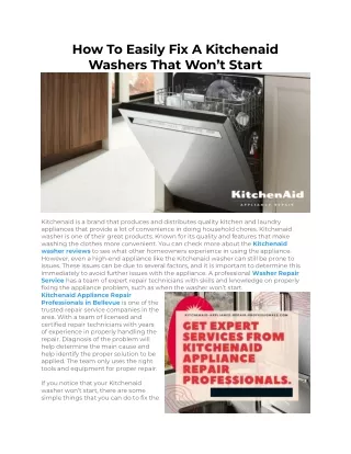 How To Easily Fix A Kitchenaid Washers That Won’t Start