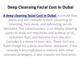 deep cleansing facial cost in dubai
