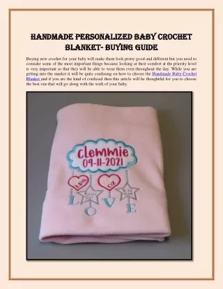 Handmade personalized baby crochet blanket- buying guide
