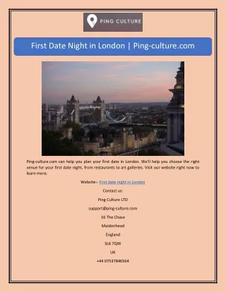 First Date Night in London | Ping-culture.com
