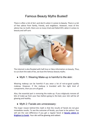 Famous Beauty Myths Busted!