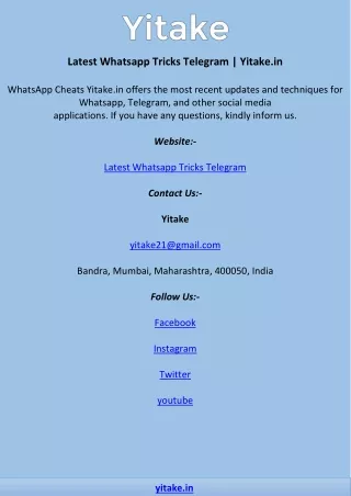 latest whatsapp tricks telegram yitake in