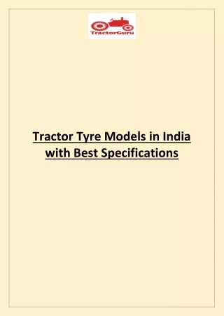 Tractor Tyre Models in India with Best Specifications