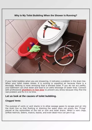 why is my toilet bubbling when the shower