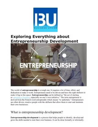 Exploring Everything about Entrepreneurship Development