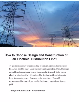 Overhead transmission & distribution Engineering in USA