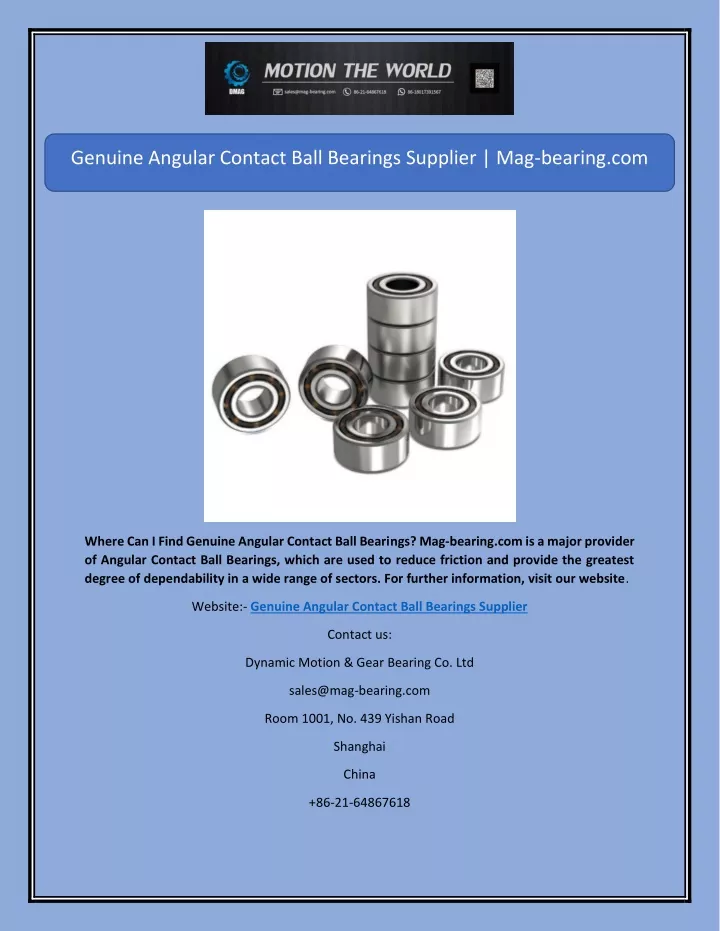 genuine angular contact ball bearings supplier