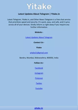 Latest Updates About Telegram | Yitake.in