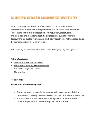Is hiring strata companies worth it