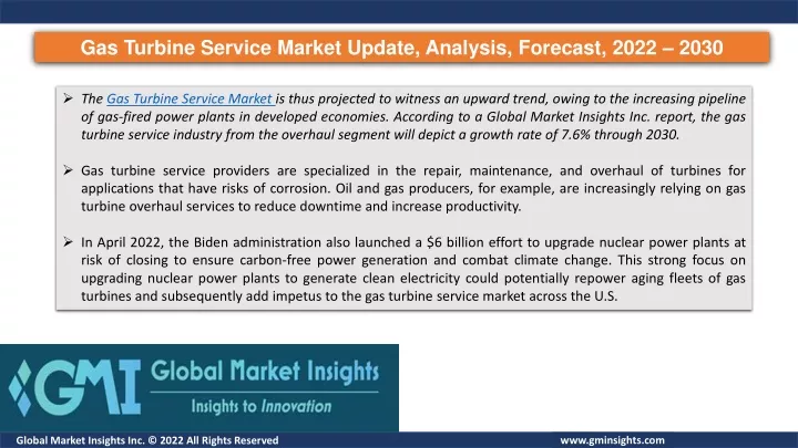gas turbine service market update analysis