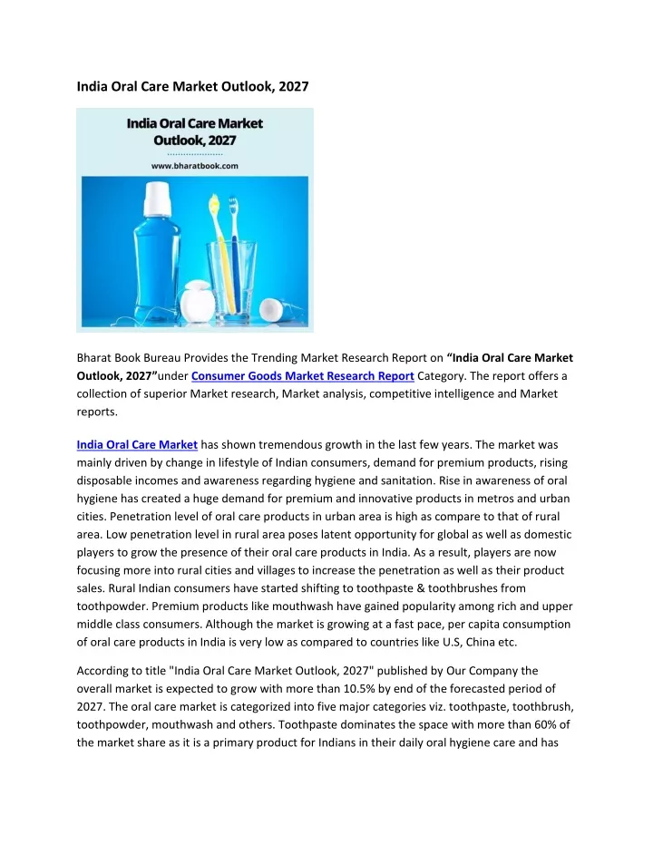 india oral care market outlook 2027