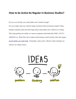 How to be Active be Regular in Business Studies?