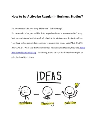 how to be active be regular in business studies
