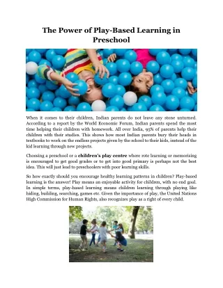 The Power of Play-Based Learning in Preschool