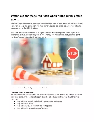 Watch out for these red flags when hiring a real estate agent!