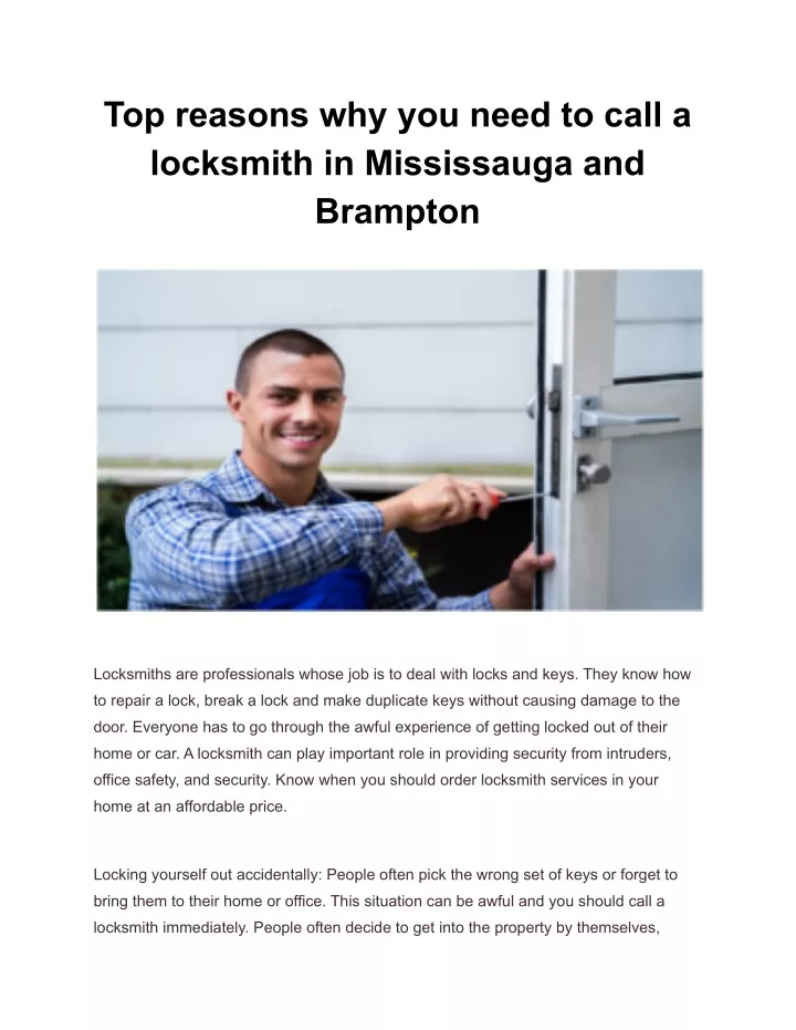 top reasons why you need to call a locksmith