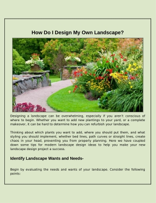 What Tips Do You Need Before Designing Your Own Landscape?
