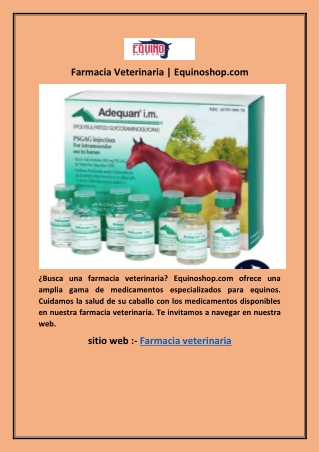 Farmacia Veterinaria | Equinoshop.com