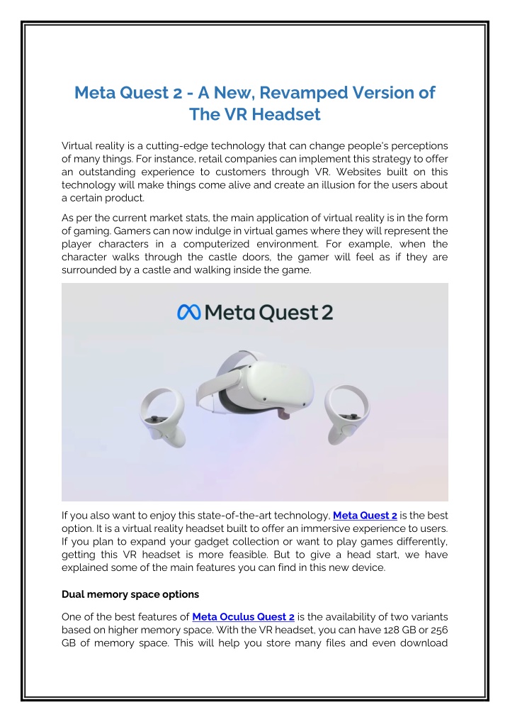 meta quest 2 a new revamped version