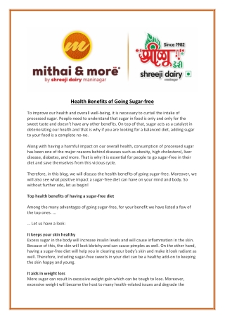 Health Benefits of Going Sugar-free