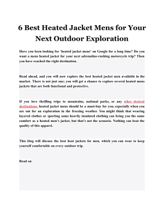6 Best Heated Jacket Mens for Your Next Outdoor Exploration