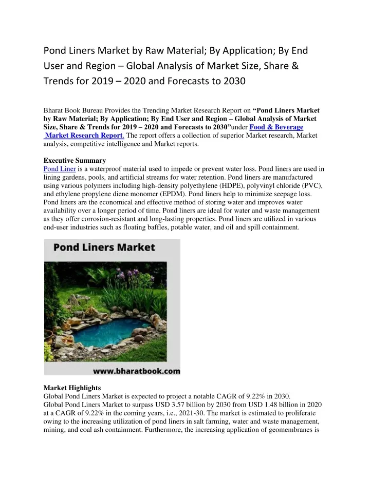 pond liners market by raw material by application