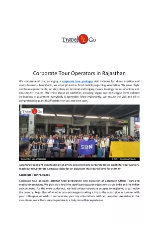 Corporate Tour Operators in Rajasthan