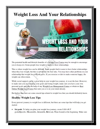 Weight Loss And Your Relationships