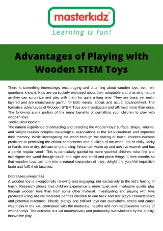 Advantages of Playing with Wooden STEM Toys