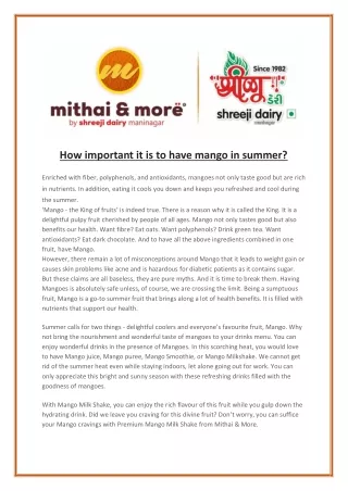 How important it is to have mango in summer