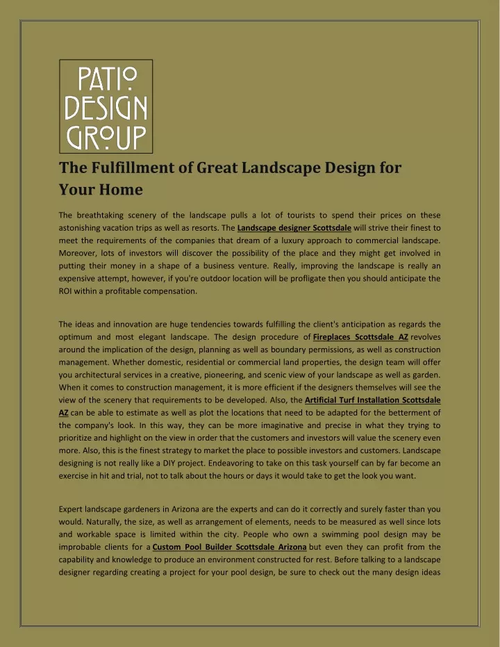 the fulfillment of great landscape design