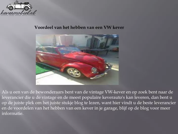 voordeel van het hebben van een vw kever