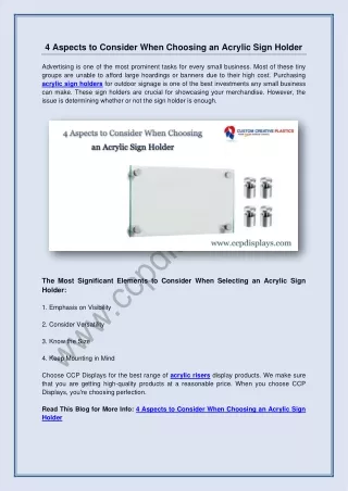4 aspects to consider when choosing an acrylic