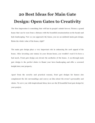 20 best ideas for main gate