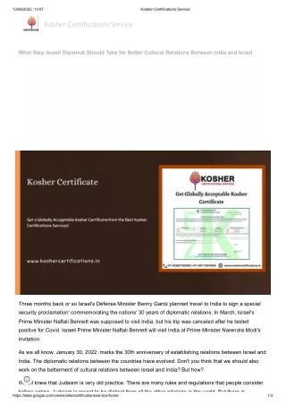 Kosher Certifications Service