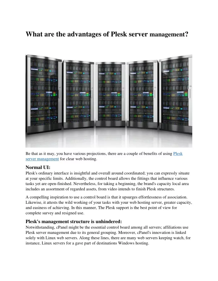 what are the advantages of plesk server management