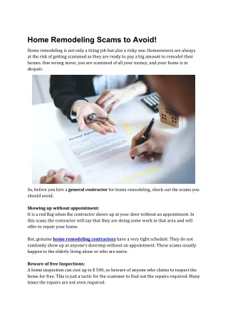Home Remodeling Scams to Avoid!